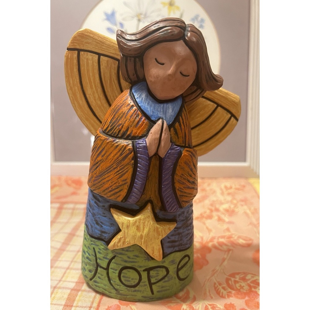 Enesco Bless you Heart Hope Angel Figurine‎ 2010 Collectible Folk Art Style